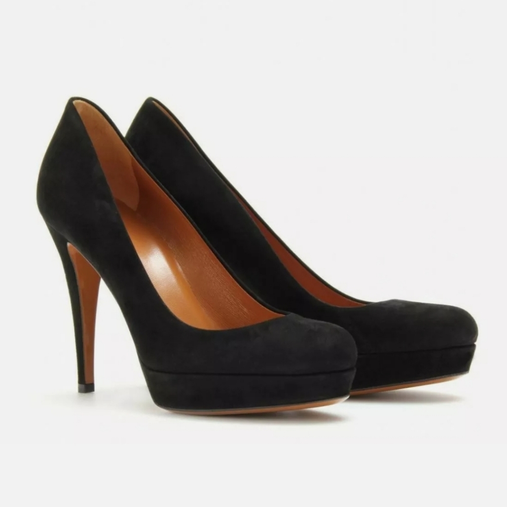 Gucci Black Suede Betty Platform Pumps, 39